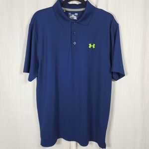 Under Armour Men's Navy Polo with Neon Logo